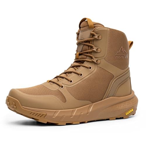 NORTIV 8 Men's Military Tactical Boot Lightweight Comfortable Boots for Work All Day Side Zipper Motorcycle Combat Hiking Boots Metrostrike(8-9 Inches),Size 7,Coyote-Oxford
