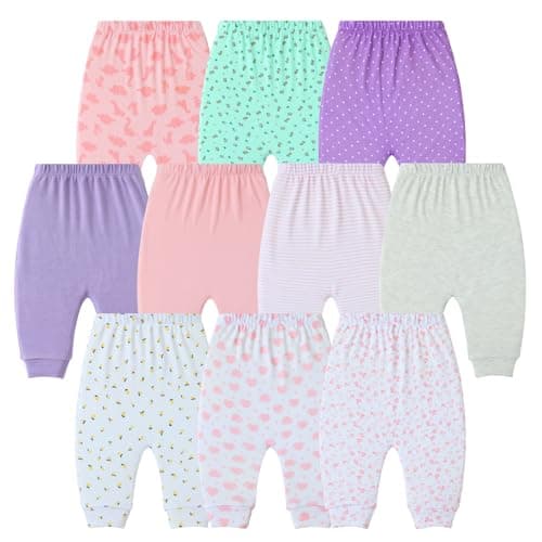 Hakochia Soft and Comfy 100% Cotton Baby Pants for Baby Boys and Girls with Ample Diaper Room 0-12 Months (US, Age, 12 Months, 18 Months, Pink)