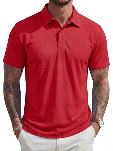 MAGCOMSEN Mens Polo Shirts Short Sleeve UPF 80+ Moisture Wicking Golf Polos Lightweight Performance Collared Shirt Men