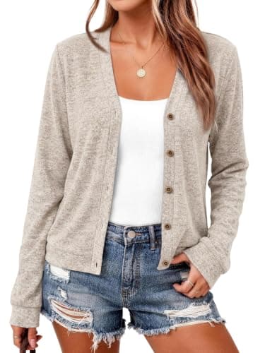 LILLUSORY Lightweight Fall Cardigan for Women Coffee Grey L