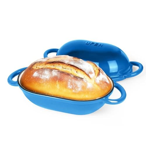 UFEH Dutch Oven for Bread Baking – Premium Cast Iron Pot with Lid – Perfect for Sourdough, Artisan Loaves & No-Knead Bread – 2 QT / 1.9L (Enameled, Round, Oven & Stovetop Safe), Blue