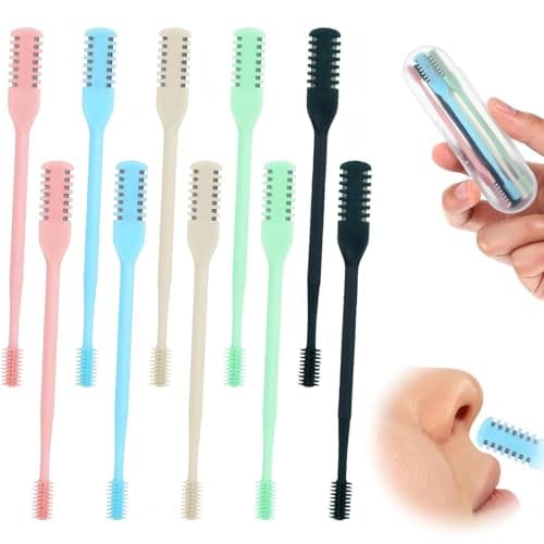 Kismiger 10-Pack Nose Hair Trimmer for Men,2-in-1 Nasal Hair Cutter Sticks Double Sided Nose Knife，Portable 360° Rotating Manual Nose Hair Cutter for Women and Men