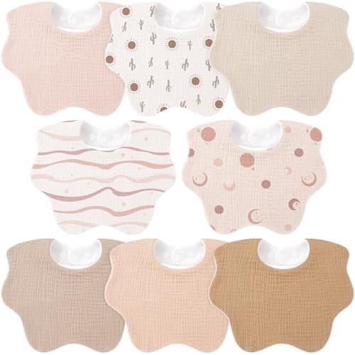 Bearmoss Baby Bibs for Drooling & Teething 8 Pack Muslin Cotton Bibs