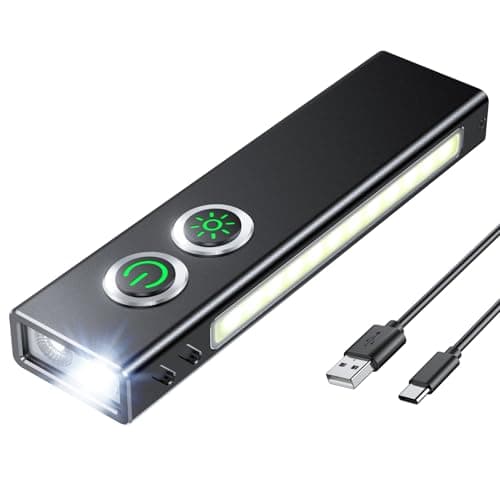 Zewdov 1300LM EDC Pocket Flashlight, 5-in-1 (Spotlight/UV/Red Beam/Floodlight/Red LED) Rechargeable Magnetic/Clip Flat Flashlight for Outdoor/Emergency