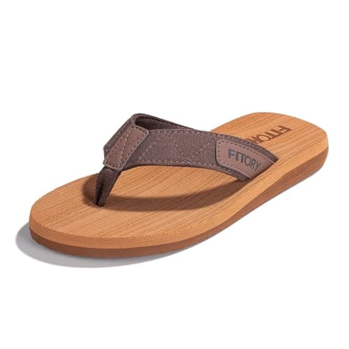 FITORY Men's Flip-Flops, Thongs Sandals Comfort Slippers for Beach Khaki Size 11