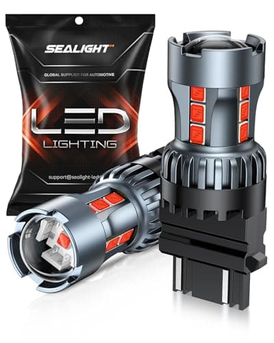 SEALIGHT 3156 3157 LED Bulb Red Brake Lights,3056 3457A 4057 4157 LED Light Bulb with Projector Replacement for Tail Stop Parking Blinker Lights, Pack of 2