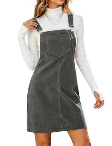 Yeokou Womens Corduroy Overall Bib Pinafore Dress Jumpsuit Suspender Skirt