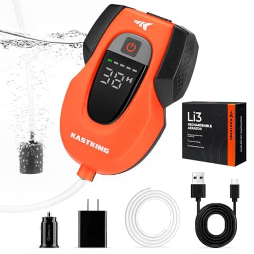 KastKing Updated Li3 Aerator Pump - Rechargeable Battery, Real-Time Display, Multiple Airflow Settings, Aerator for Fish and Bait Buckets