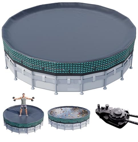 POOLHACKER 550D Heavy-Duty 15 ft Round Pool Cover for Above Ground Pools
