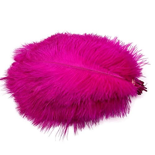 Sowder 50pcs Natural 8-10inch(20-25cm) Ostrich Feathers Home Wedding Decoration(Fuchsia)
