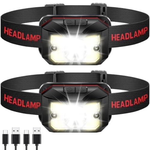2 Pack Headlamp Rechargeable - Christmas Stocking Stuffers Gifts for Men