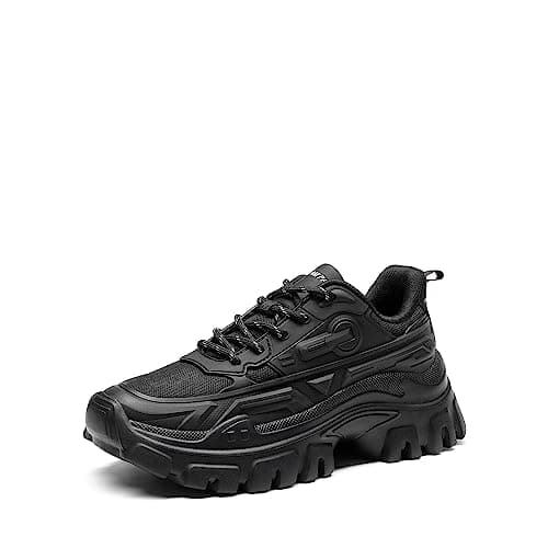 DREAM PAIRS Women Chunky Fashion Sneakers Platform Bold Lace-Up Comfortable Sneakers,Size 8.5,Black,SDFN2368W