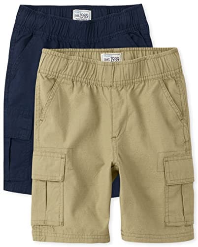 The Children's Place Boys Pull on Cargo Shorts,Flax/Tidal 2 Pack,5