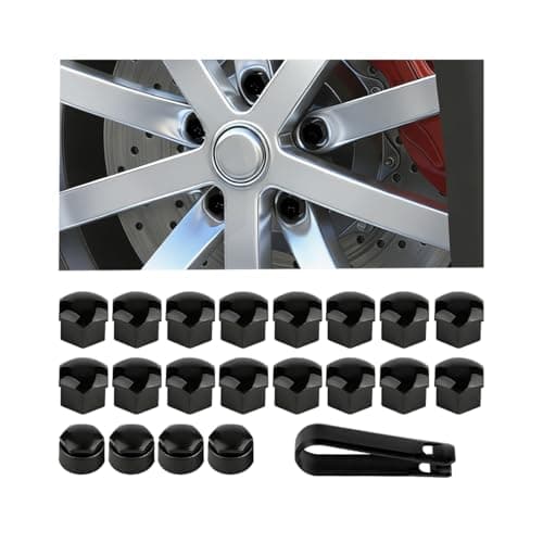 FALVFUN 20PCS Car 17mm Lug Nut Covers, Hex Anti-Rust Vehicle Wheel Lug Nut Caps with Disassembly Tool, Automotive Tire Lugnut Dust Protection Cover, Universal for Most Vehicles (Black)
