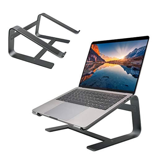 Macally Aluminum Laptop Stand for Desk - Works with All MacBook/Pro/Air & Laptops Between 10” to 17.3” - Sleek and Sturdy Laptop Riser - (ASTANDSG), Space Gray
