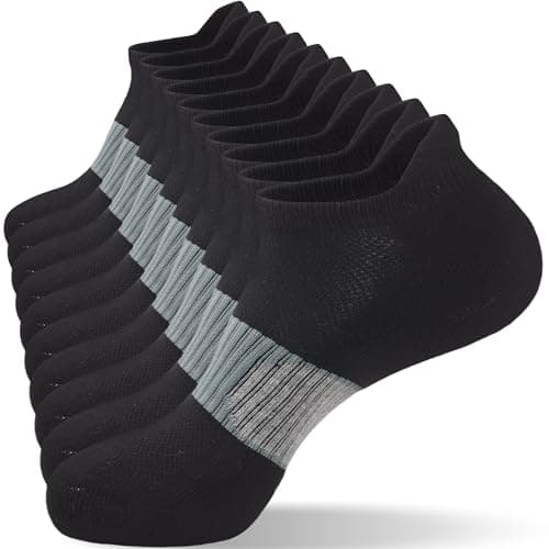 FYTUTESE Mens Low Cut Ankle Socks with Cushion 5 Pairs Black X-Large