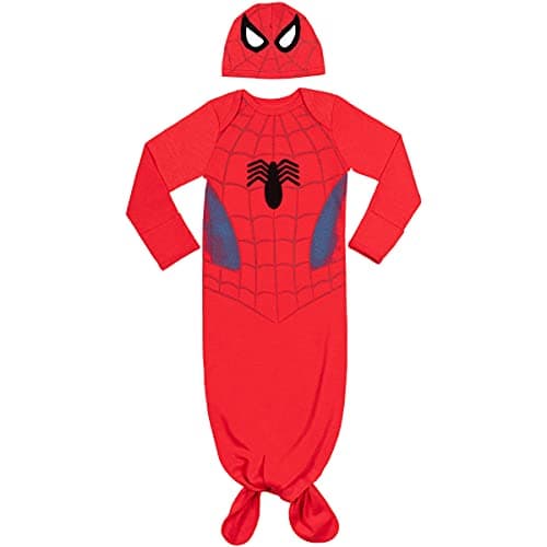 Marvel Avengers Spider-Man Infant Baby Boys Cosplay Sleeper Gown and Hat 6-12 Months