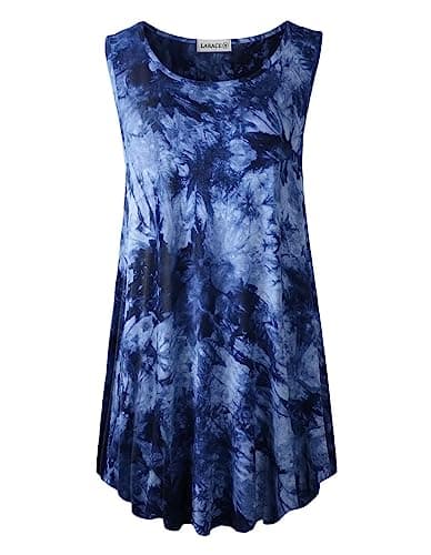 LARACE Plus Size Tank Tops Women Sleeveless Summer Tunic (T09-Blue, L)