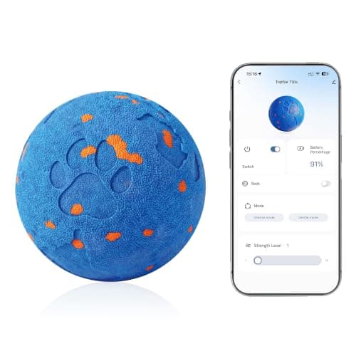 Skrmisda App-Controlled Interactive Dog Ball, IPX7 E-TPU, Blue