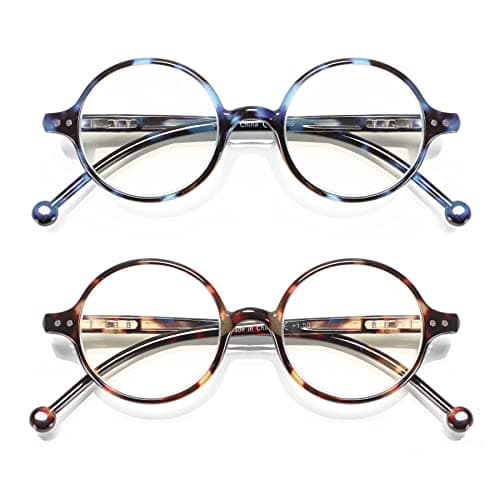 TISHUI Round Reading Glasses for Women Men Blue Light Blocking Circular Readers +1.25 Unisex Ultra Lightweight Circle Eyeglasses