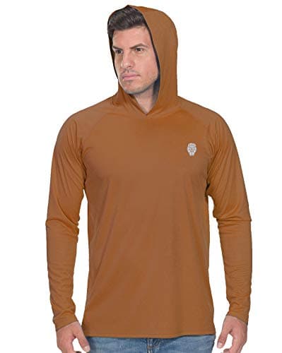 Tee Shirts Mens Rash Guard - UPF 50+ Sun Protection Hoodie Long Sleeve SPF Shirt Coyote Tan
