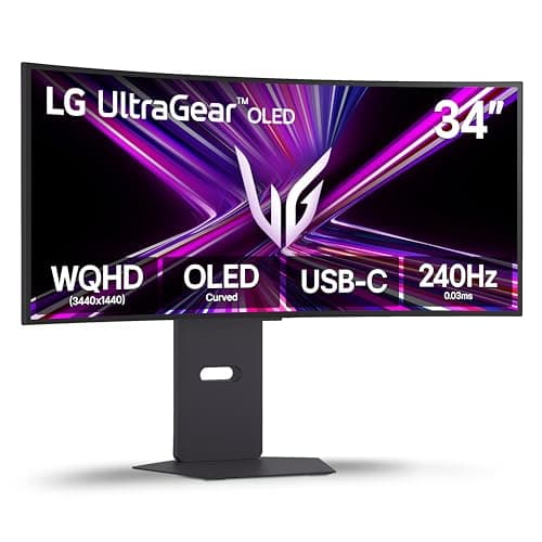 LG 34GX900A-B 34-Inch Ultragear WQHD (3440 x 1440) OLED Curved Gaming Monitor, 240Hz, 0.03ms, NVIDIA G-Sync, VESA DisplayHDR True Black 400, HDMI 2.1, DisplayPort, USB Type-C PD 65W, Black