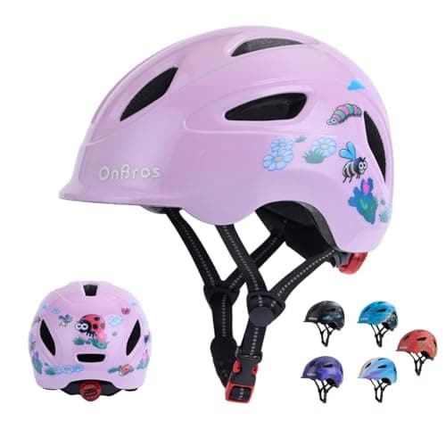Kids Bike Helmet, OnBros Kid Bicycle Helmet for Girls and Boys with Light Lightweight Kids Helmets Certified Toddler Helmets for Kids 3-5-8-10 Age (46-50-55 cm)