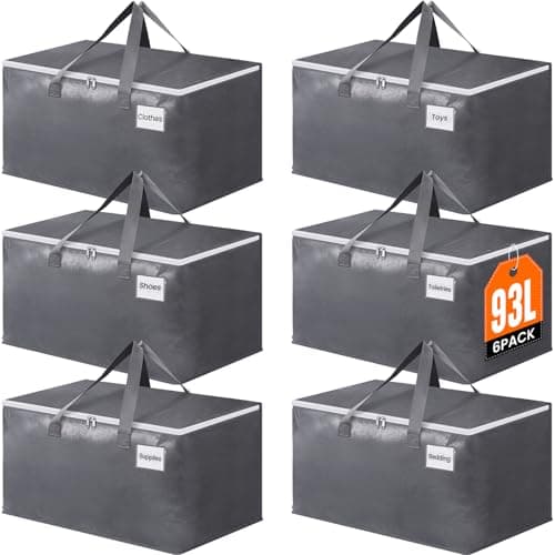 BlissTotes Large Moving Bags, Storage Bags, 93L-6 Pack