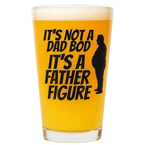 POURWARE INKED Father Figure Beer Glass – Funny Father’s Day Gift for Dad, Birthday Gift for Men, Novelty Pint Glass from Daughter or Son, Unique Gift for Husband