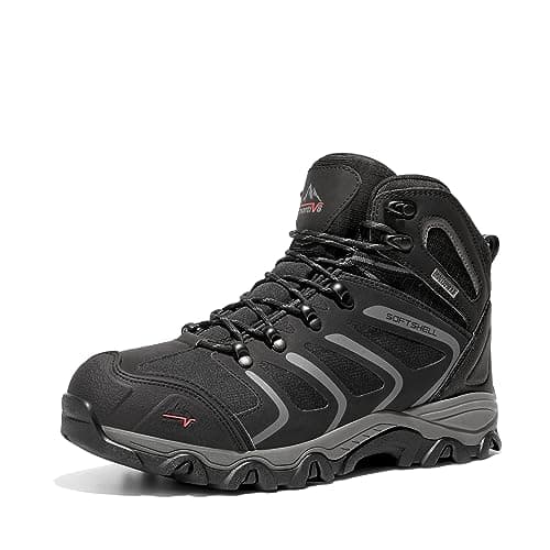 NORTIV 8 Men's Ankle High Waterproof Hiking Boots Outdoor Lightweight Shoes Trekking Trails Armadillo,Size 7,Black/Dark/Grey,160448_M