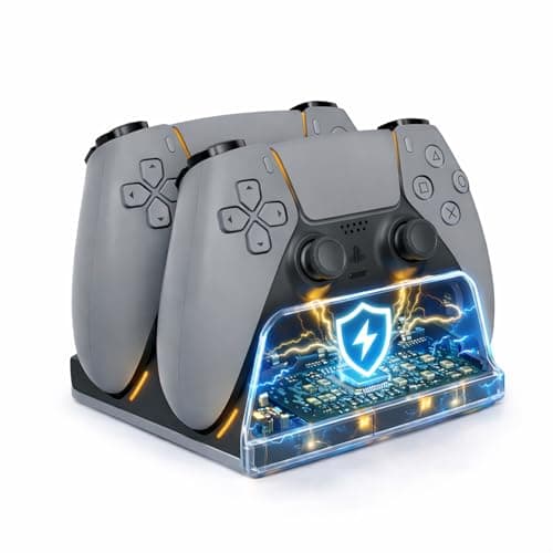 PS5 Controller Charger Station with LED Indicator,Dual Controller Fast Charging Dock,Desktop Display Stand for PlayStation 5 (Grey)