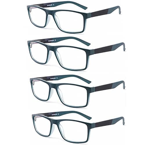 DONGDI Blue Light Blocking Reading Glasses 4 Pack Computer Readers for Women Men,Anti Glare UV Ray Filter Eyeglasses… (4pack-green, 3.50)