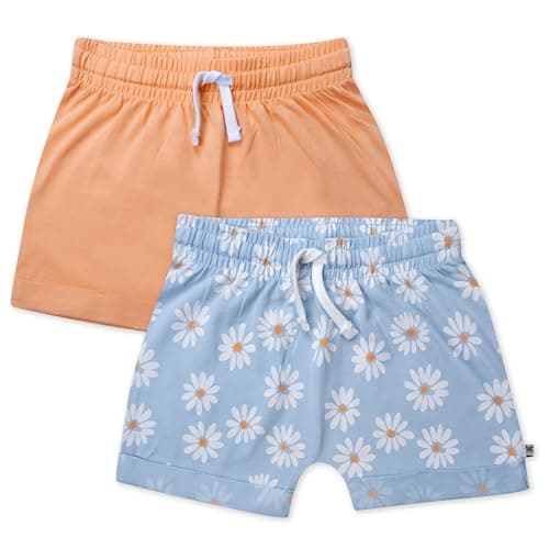 HonestBaby Multipack Shorts 100% Organic Cotton for Infant Baby and Toddler, Boys, Girls, Unisex, Daisy Daze, Newborn