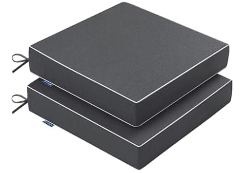 MIULEE Grey Outdoor Chair Cushions 2 Pack, 19x19x3 Inch Waterproof Cushions