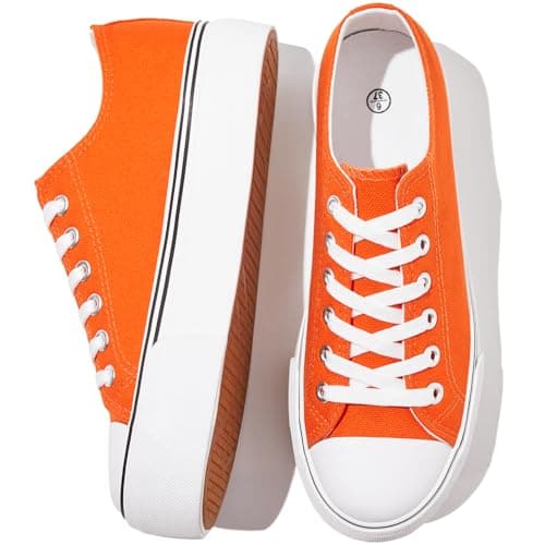 SERNIAL Women's Platform Senakers Canvas Shoes for Women(Orange,US8)