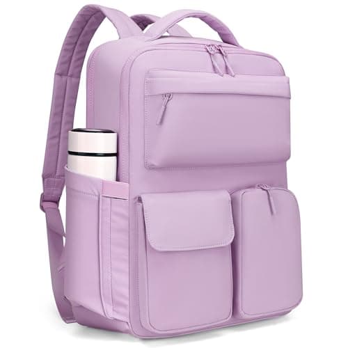 FODOKO Backpack for Work, Casual Backpack for Women Men Daypack Backpack for Travel College Bookbag Separate Compartment for 15.6 Inch Notebook Light Purple