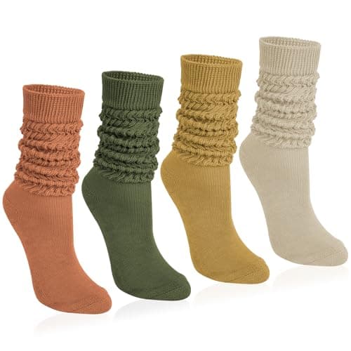 Justay 4 Pairs Slouchy Socks for Women, Boot Long Knee High Slouch Socks