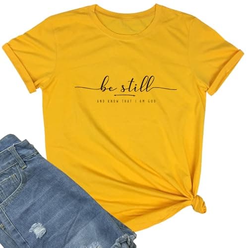 BLACKOO Women Graphic Shirts Cute Tees Casual Tops Yellow X-Large