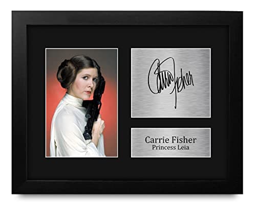 HWC Trading Carrie Fisher Gift USL Framed Signed Printed Autograph Star Wars Gifts Print Photo Picture Display - US Letter Size