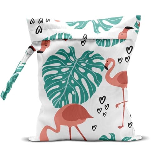 Anycarf Wet Bag for Swimsuit Dirty Diaper Gym Yoga Clothes Wet Dry Bag for Poor Travel Camp Surf Cruise Beach Essentials for Women Men Summer Gifts Flamingo