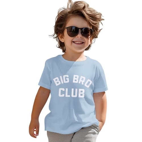 GLIGLITTR Big Brother Shirt Cool Big Bro Club T-Shirt Toddler Baby Boy Promoted to Big Brother Announcement Short Sleeve Tops(Blue,5-6Years)