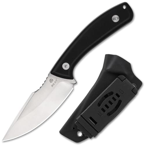 REAT Fixed Blade Knife with Kydex Sheath, 3.5" D2 Steel Blade with Full Tang Design,Ergonomic G10 Handle,EDC Sharp Hunting Knife for Camping,Survival,Bushcraft,Hiking,Gifts for Men,Women