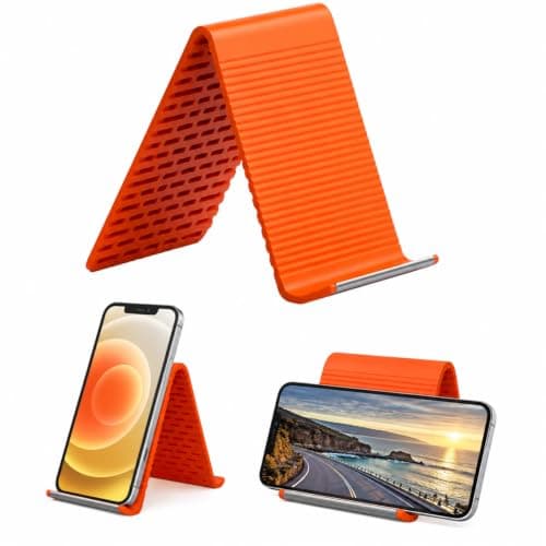 MIJIJHH Flexible Silicone Phone Holder, Adjustable Phone Stand, Universal Compatibility for Smartphones and Tablets(Orange)