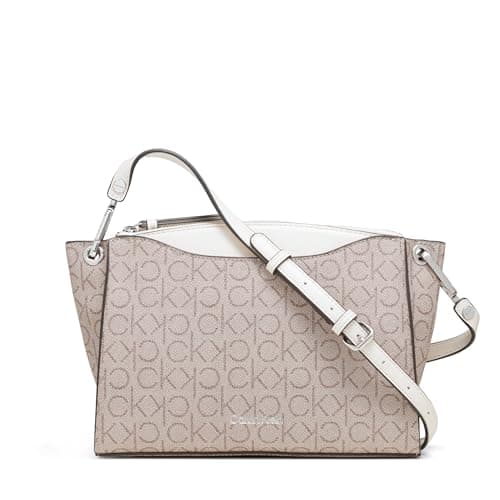 Calvin Klein Garnet Top Zip Crossbody, Almond/Taupe/Cherub White, One Size