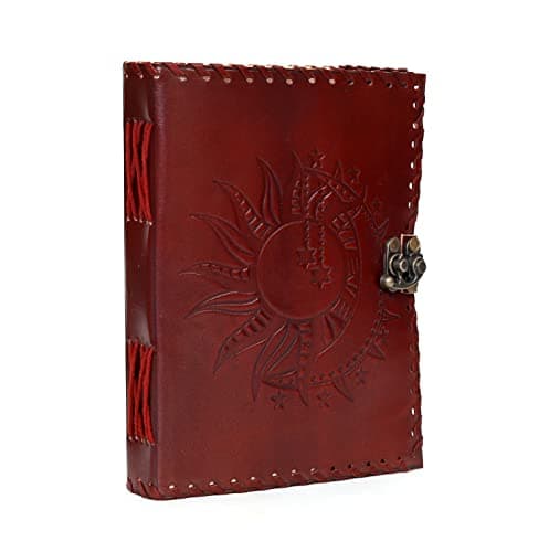 Sun & Moon Emboss journal, 240 Pages journal, Vintage Journal, Sun moon Journal, Leather Sketchbook, Leather Notebook, Leather Journal for Men, Leather Journal for Women (8 x 6 Inch, Bronze Sun &