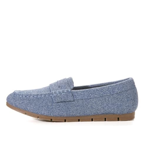Vespiero Loafers for Women Comfortable Slip on Work Flats Shoes Womens Dressy Casual Walking Shoes Denim Blue Knit Fabric Size 6 Wide Width