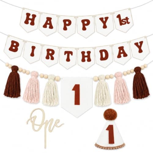 THAWAY 1st Birthday Decorations Boy, Brown First Birthday Decorations