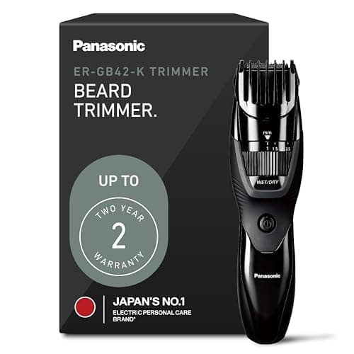 Panasonic Cordless Beard Trimmer for Men with Precision Dial, 19 Adjustable Length Settings, Rechargeable Battery, Washable, Birthday Gifts for Men, ER-GB42-K (Black)