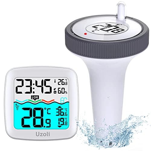 Uzoli Wireless Pool Thermometer Floating with Indoor Thermometer Monitor