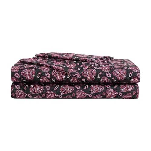 Betsey Johnson - Twin Bed Sheets, Bedding Set with Matching Sham, Fully Elasticized, Fade & Wrinkle Resistant, Dorm Essentials (Lipstick Betsey Pink)